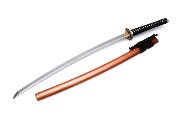具有白色背景的日本剑和剑 — 图库照片