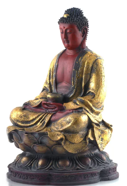 Statue Bouddha Isolée Sur Fond Blanc — Photo