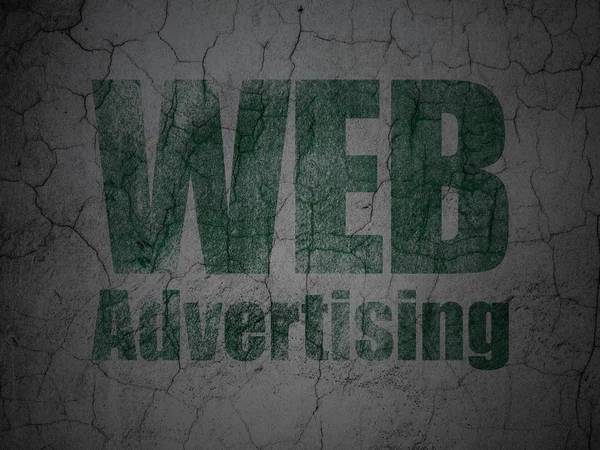 Advertising Concept Groene Web Advertising Grunge Getextureerde Betonnen Muur Achtergrond — Stockfoto