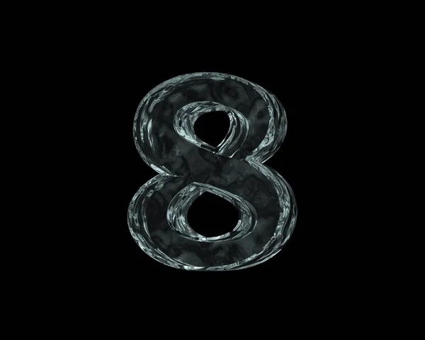 Frozen number eight - 8 - on black background - 3d illustration - Stock Ima...