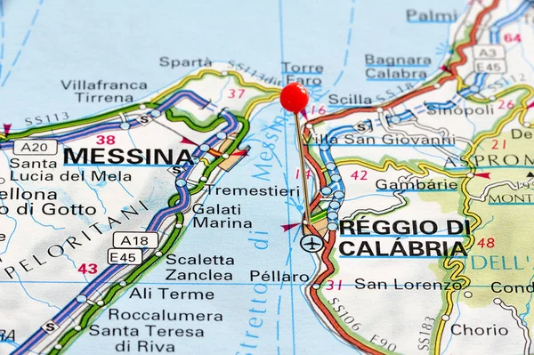 Közelkép Térkép Reggio Calabria Reggio Calabria Város Olaszország — Stock Fotó
