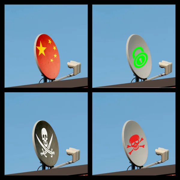 Series Four Dish Antenna Roof Concepts — Stock Photo, Image