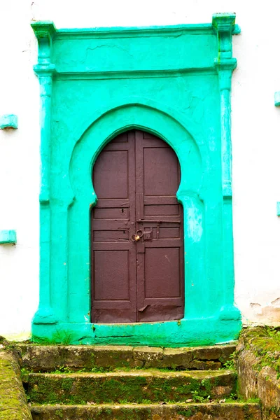 Olddoor Morocco África Ancien Parede Ornamentado Verde Marrom — Fotografia de Stock