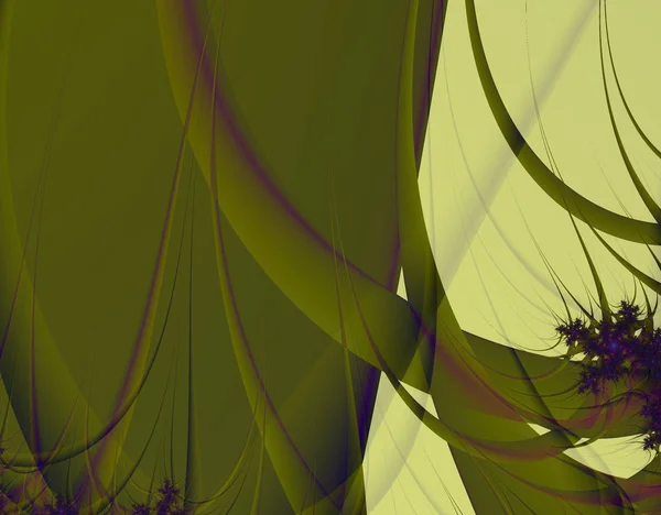 Zeleném Prostoru Zdobí Stuky Květiny Abstraktní Fraktální Obrázek — Stock fotografie