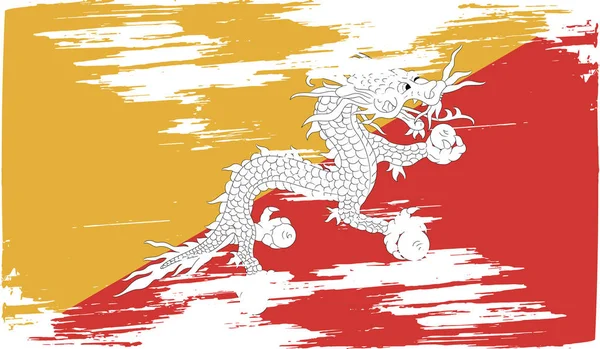 Bhutská Vlajka Starou Texturou Obrázek — Stock fotografie