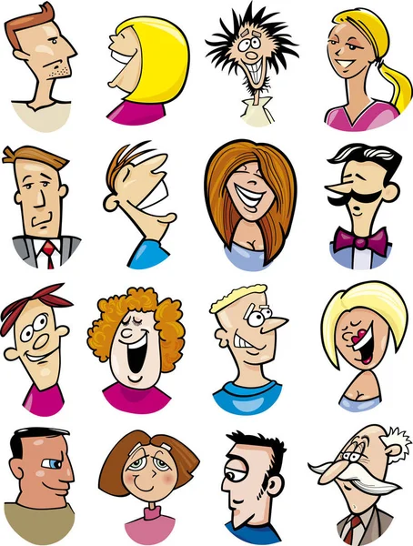 Cartoon Illustratie Van Verschillende Mensen Personages Emoties — Stockfoto