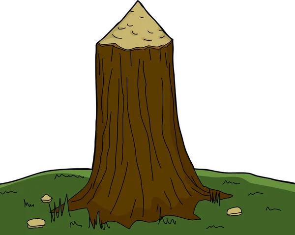 Cartoon Tree Trunk Bite Marks White Background — Stock Photo, Image