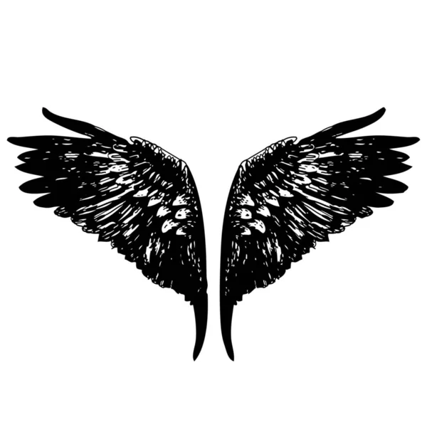 Elle Angel Wings Çizilmiş Doodle — Stok fotoğraf