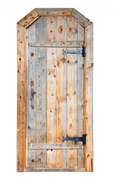 Beautifull wooden door on the white background clipart