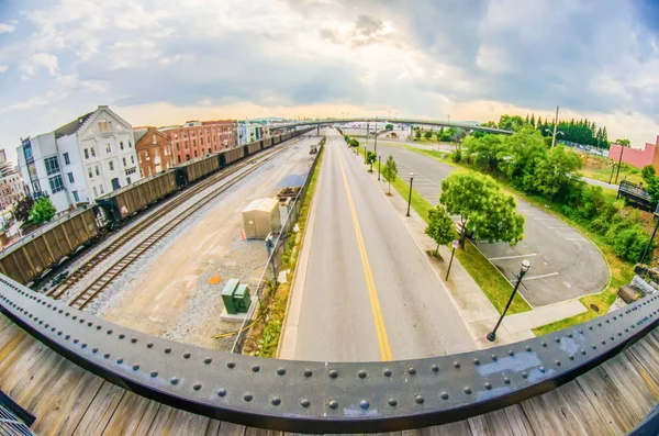 Roanoke Virginia Ville Skyline Dans Vallée Montagne — Photo