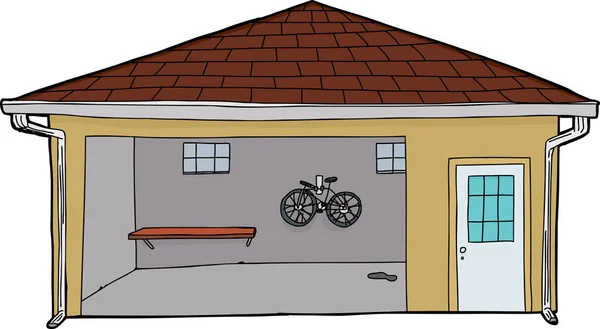 Dibujos Animados Aislados Dibujados Mano Garaje Con Bicicleta Puerta — Foto de Stock