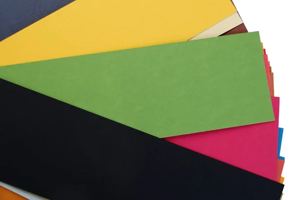Stukjes Van Kleurrijke Blanco Kartonnen Papier Kleurstaal Grafisch Ontwerpelement — Stockfoto