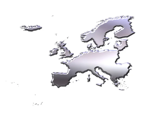 Ευρώπη Ασημένιο Χάρτη Απομονώνεται Λευκό — Φωτογραφία Αρχείου