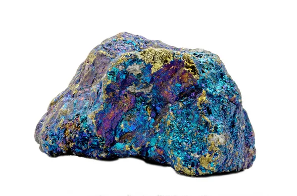 Exempel Vacker Chalcopyrite Bornite Naturpreparat Isolerad Vit Bakgrund — Stockfoto