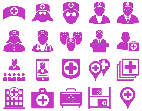 Juego Iconos Médicos Estilo Iconos Dibujados Con Color Violeta Sobre — Foto de Stock
