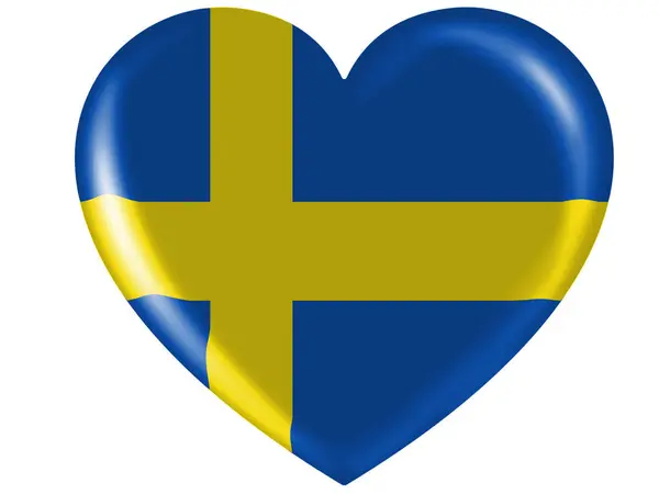 Bandera Sueca Pintada Icono Del Corazón Brillante — Foto de Stock