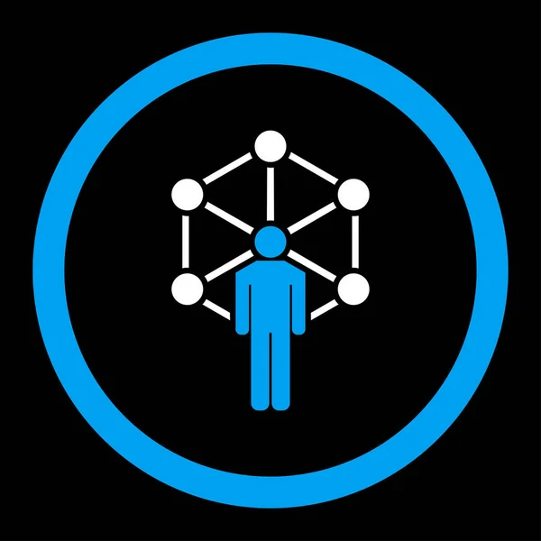 ネットワーク グリフ アイコン これはフラット記号使用の青と白の色を丸め 黒い背景に分離 — ストック写真