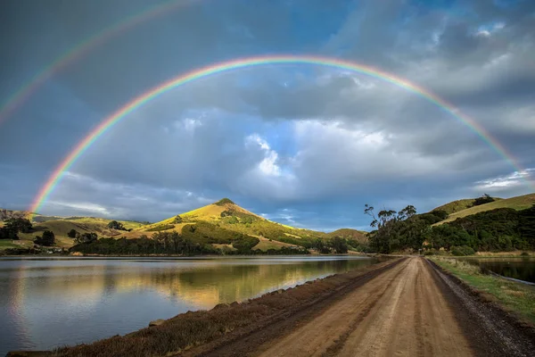 Double Rainbow Otago Peninsula — Stock Photo, Image