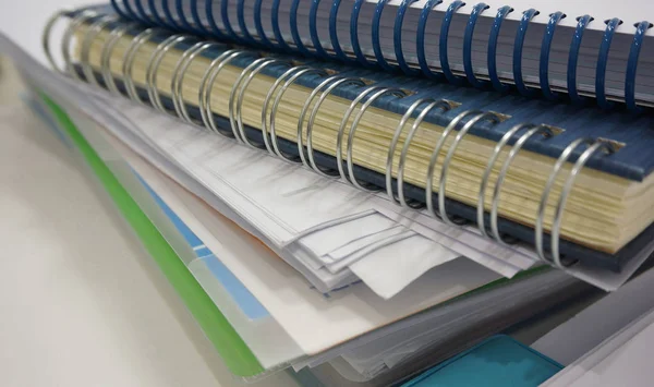 Documentos Oficina Las Notas Papel Libro Cuentas Colocado Escritorio Trabajo — Foto de Stock