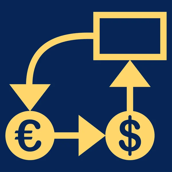 Stroomdiagram Glyph Stijl Plat Geel Symbool Afgeronde Hoeken Blauwe Achtergrond — Stockfoto