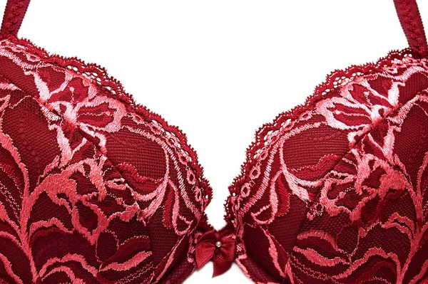 Part Red Lacy Bra White — Stock Photo, Image