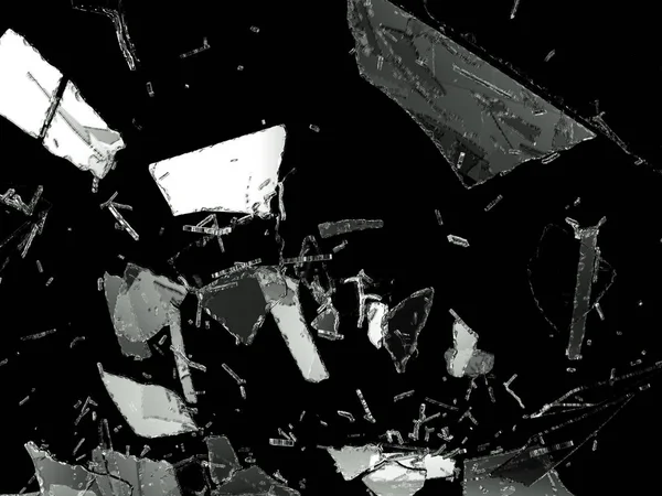Glassplitter Auf Schwarzem Hintergrund Große Auflösung — Stockfoto