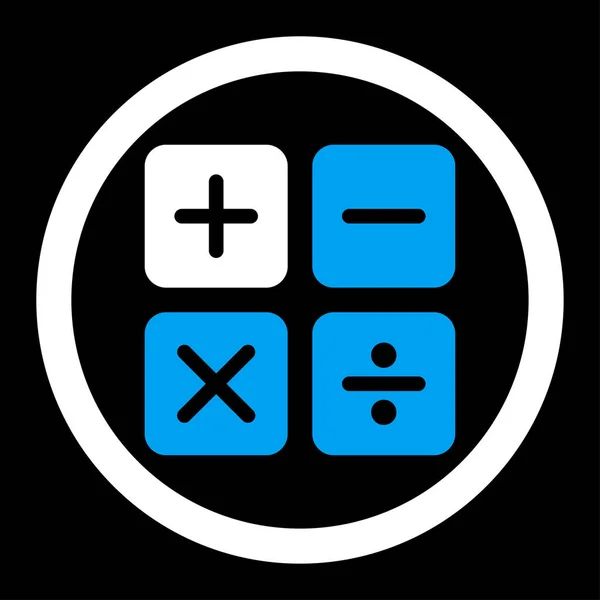 電卓ラスター アイコン これはフラット記号使用の青と白の色を丸め 黒い背景に分離 — ストック写真