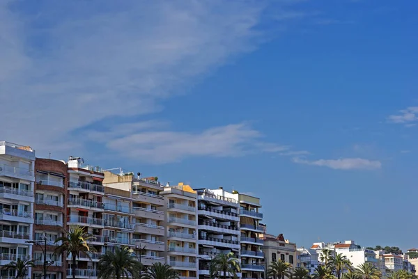 Városkép Lloret Mar Spanyolország Szállodai Tartózkodási Épületek Tenger Mellett — Stock Fotó