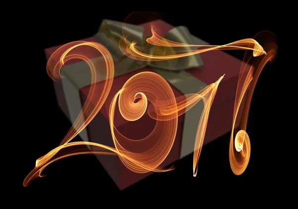Szczęśliwego Nowego Roku 2017 Wyizolowane Numery Napis Napisany Płomieniem Ognia — Zdjęcie stockowe