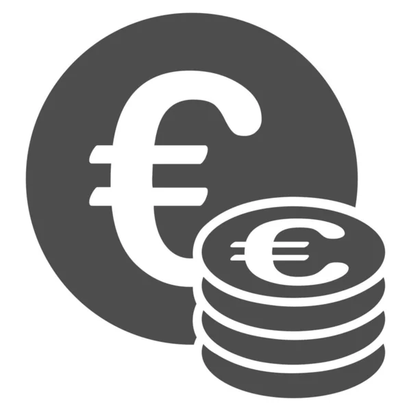 Monedas Euros Estilo Glifo Plano Símbolo Gris Ángulos Redondeados Fondo — Foto de Stock