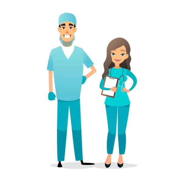 Arts Verpleegkundige Team Cartoon Medisch Personeel Medisch Team Concept Chirurg — Stockfoto