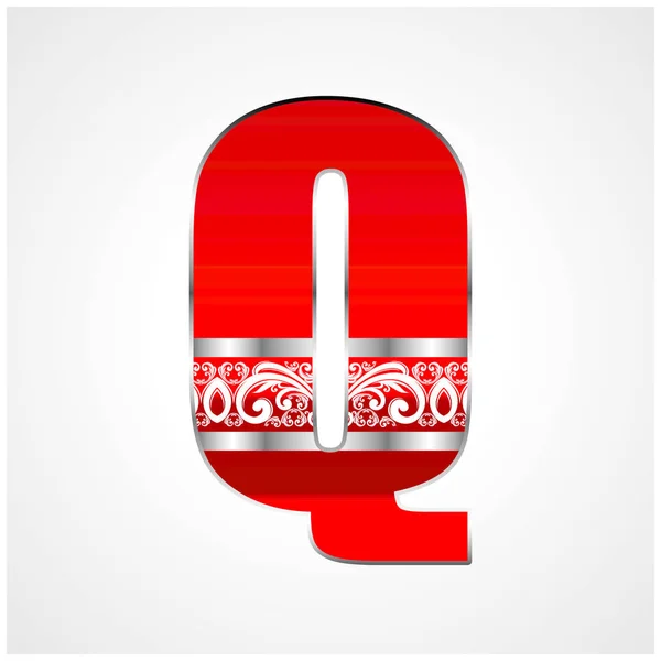 Κόκκινα Ασημένια Διακοσμητικά Αλφάβητο Διανυσματικό Σχεδιασμό — Φωτογραφία Αρχείου
