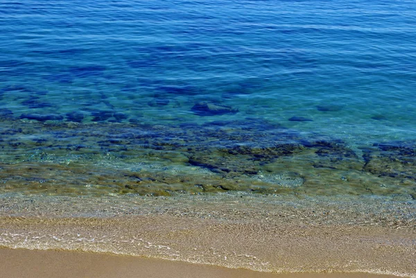 Kristal Helder Water Van Middellandse Zee Met Onderwater Rotsen — Stockfoto