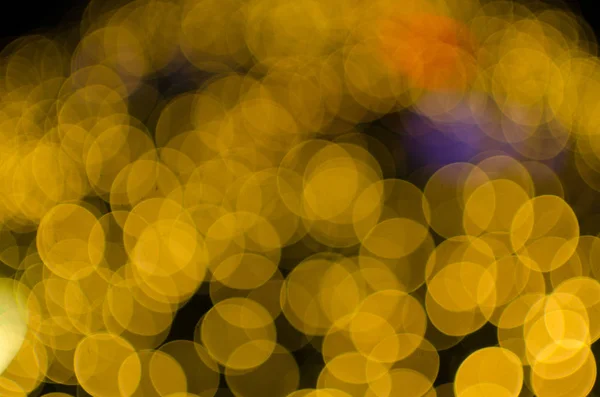 Nacht Licht Gele Heldere Bokeh Achtergrond — Stockfoto
