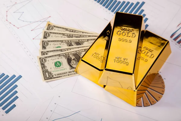 Altın Çubuk Yığını Ortam Finansal Kavramı — Stok fotoğraf