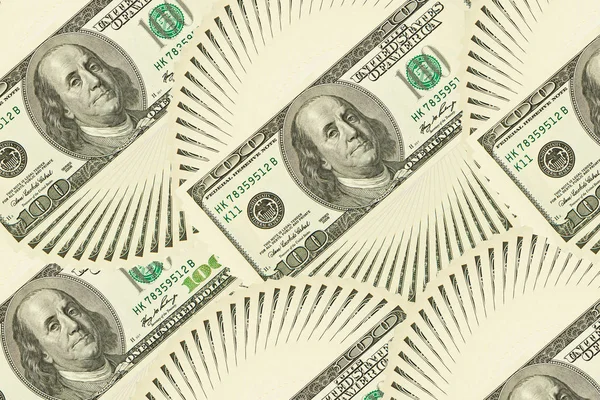 Notas Dólar Círculo Delineado Fundo Branco — Fotografia de Stock