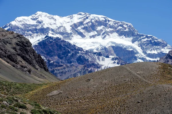 Arjantin Andes Üzerinde Mount Aconcagua Güney Duvarı — Stok fotoğraf