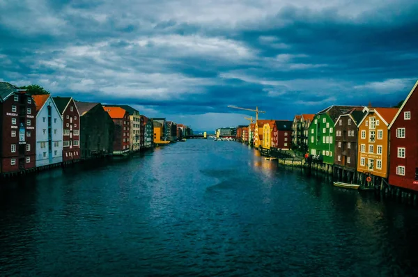 Şehir Şehir Nidelven Görünümü Trondheim — Stok fotoğraf