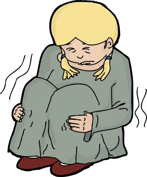 Handgezeichnete Illustration Eines Missbrauchten Kindes Das Allein Sitzt — Stockfoto