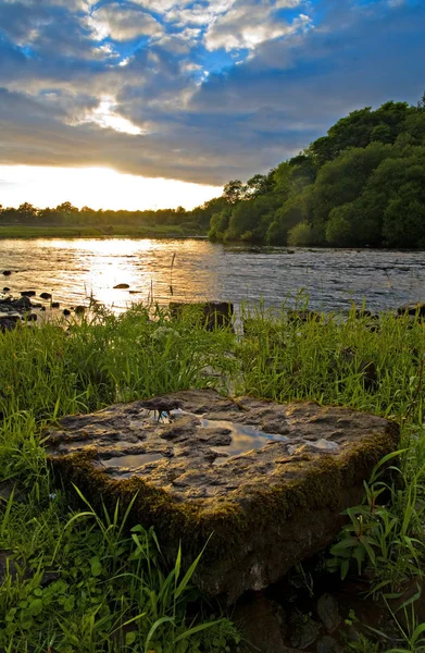 Sonnenuntergang Auf Dem Fluss Shannon Bei Jamestown Roscommon Irland — Stockfoto