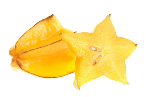 Carambola Fruta Estrella Aislada Sobre Fondo Blanco — Foto de Stock