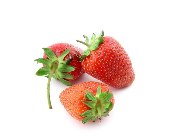 Smakelijke Aardbeien Geïsoleerd Wit — Stockfoto