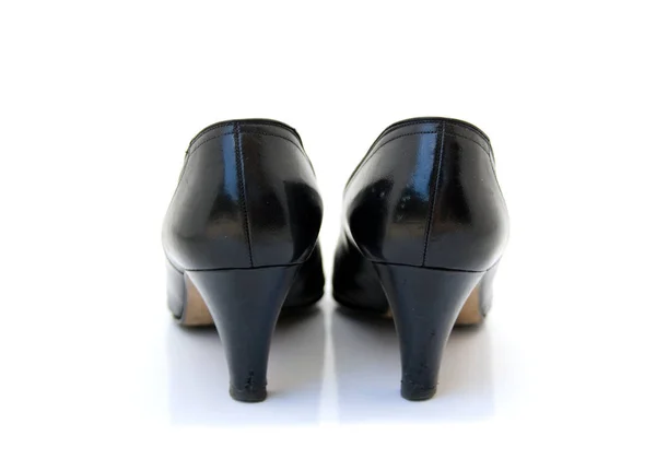 Zapatos Mujer Negros Sobre Fondo Blanco — Foto de Stock
