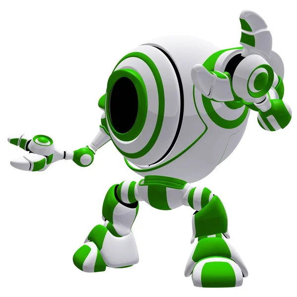 Small Robot Defensive Pose His Arms Spread Out Almost Awe — Stock Photo, Image