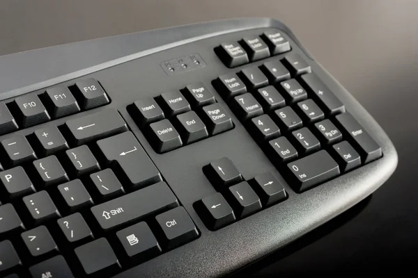 Close Teclado Computador Preto Com Foco Seletivo — Fotografia de Stock