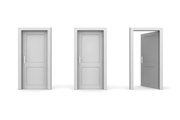 Line Three Grey Doors Door Door Frame Walls Two Doors — Stock Photo, Image