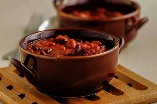 Bowls Mixed Baked Beans Photographed Closeup — Stock Photo, Image