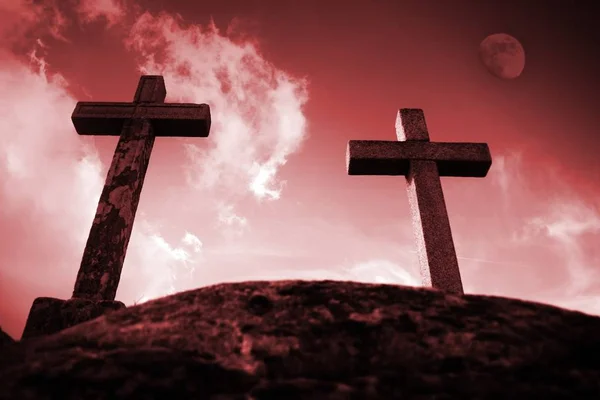Христианский Крест Силуэт Веры Simbol — стоковое фото