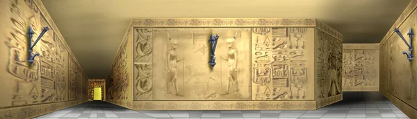 数字绘画的象形文字埃及庙宇的墙上 — 图库照片