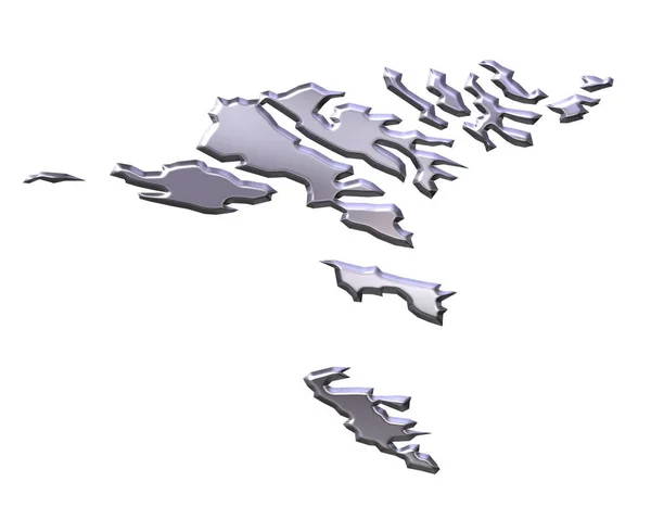 Ilhas Faroé Mapa Prata Isolado Branco — Fotografia de Stock